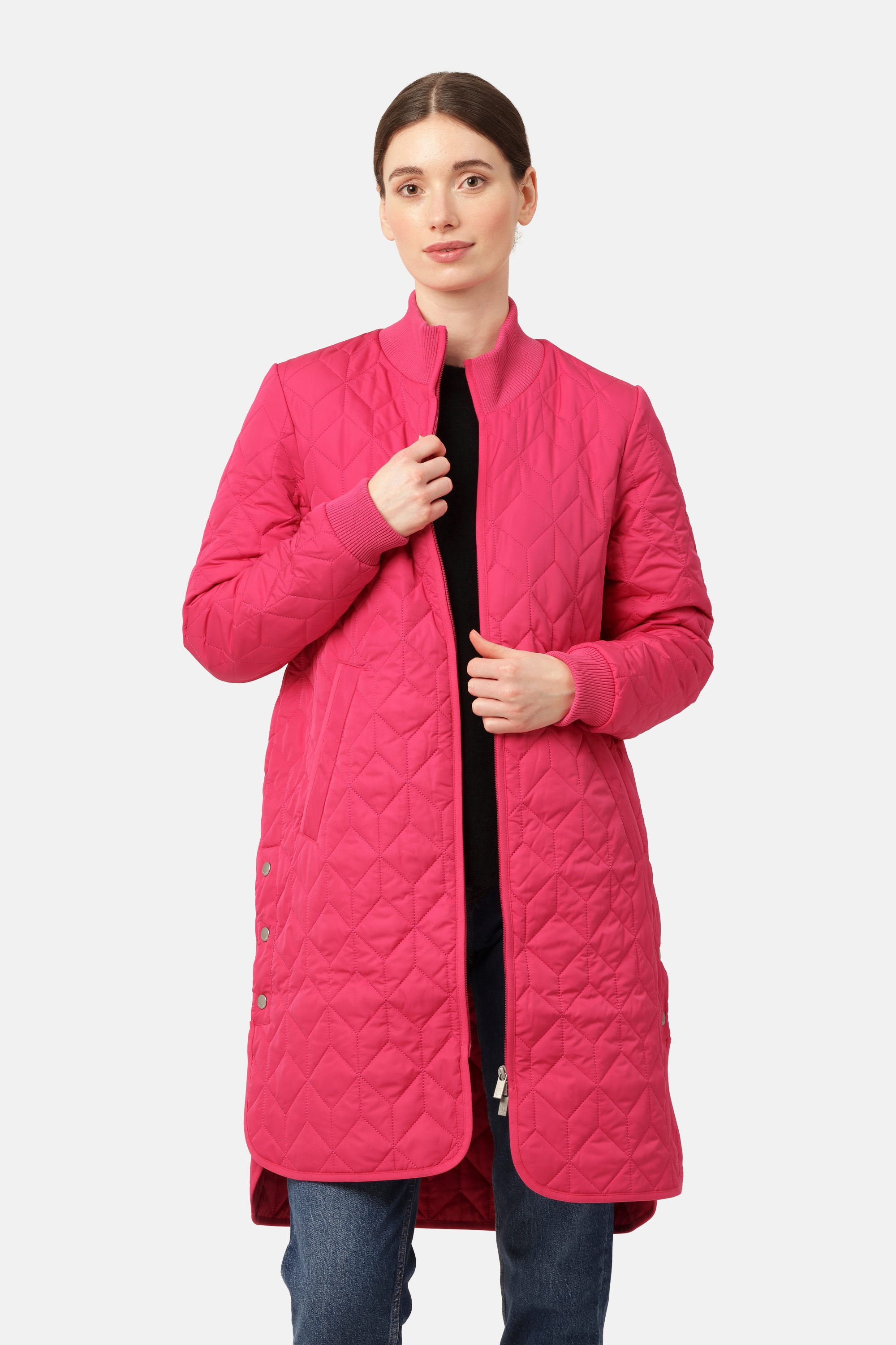 Lang Quiltet Jakke - Magenta